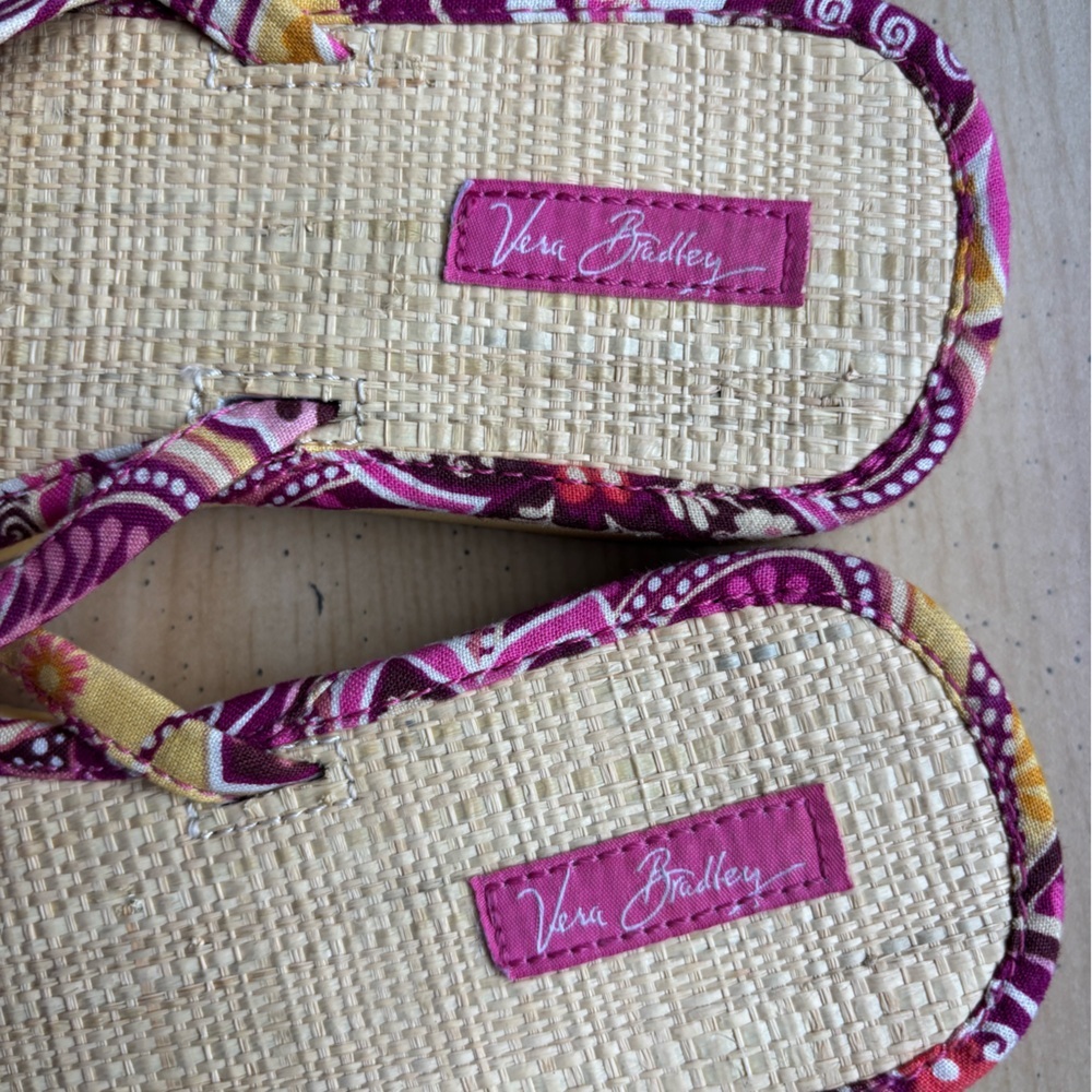 Vera Bradley Pink and Cream Sandals with Woven Sole - Picture 5 of 5